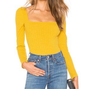 NWOT Revolve Privacy Please Hudson Thong Bodysuit in Marigold Yellow Size XS